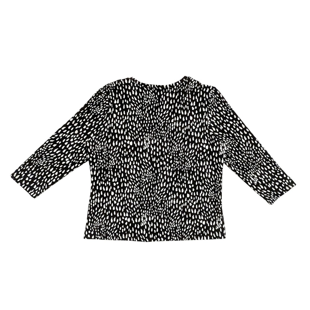 Chicos Cotton Tee Size L Black White Women Animal Print V-Neck 3/4 Sleeves - Picture 7 of 8